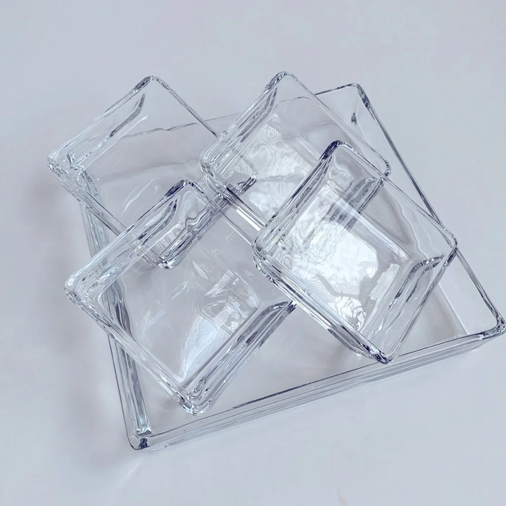 CRATE & BARREL Serve-ware Glass Platter Set of 5 for Entertaining